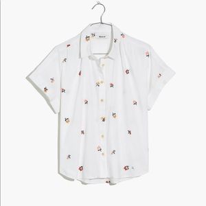 Madewell floral stitch pocket shirt